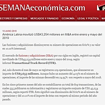 Amrica Latina moviliz US$43,254 millones en M&A entre enero y mayo del 2019